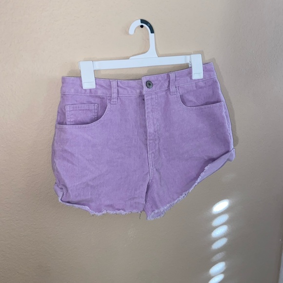 Forever 21 purple cute corduroy shorts high rise mom girl hood core y2k bottoms - Picture 2 of 8